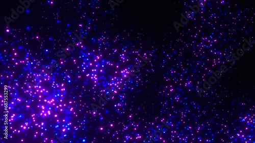 Wallpaper Mural Ultraviolet galaxy background 8k 16:9. Glowing magenta pink blue purple particles on black backdrop, copy space. Dark technology wallpaper. Abstract star field, cosmic dust digital texture. Light dots Torontodigital.ca