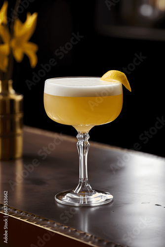 Whiskey Sour Bliss: Indulging in a Refreshing Whiskey Sour Cocktail, Complete with Ice and Lemon, on a Cozy Afternoon.
