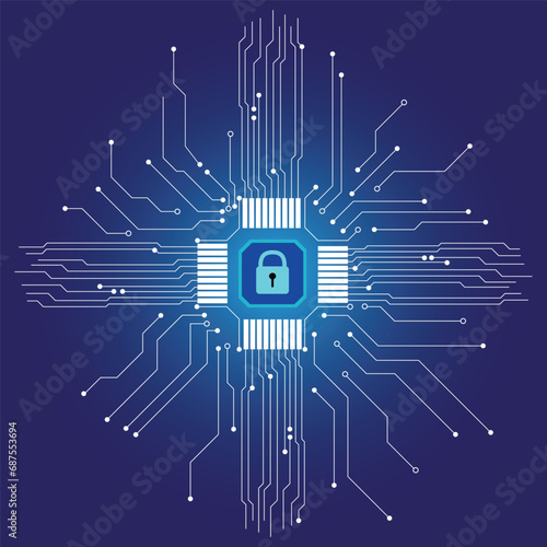 Cyber security. Data protection symbol. Secured network icon collection. Technology concept. Vector illustration.