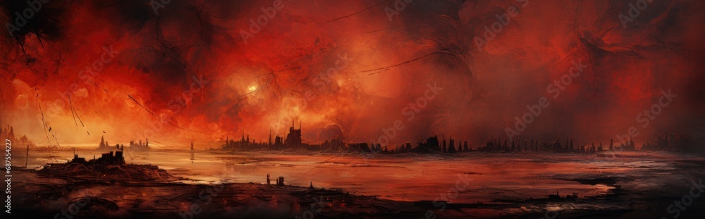 Abstract nuclear winter background. Human extinction. Consequences of nuclear war.