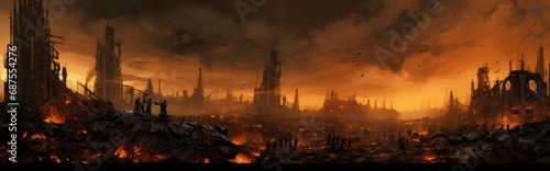 Abstract nuclear winter background. Human extinction. Consequences of nuclear war.