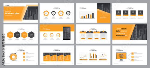 business presentation template design backgrounds and page layout design for brochure, book, magazine, annual report and company profile, with info graphic elements graph design concept photo