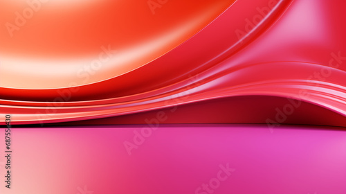 Abstract pink and orange color background with wave line pattern  3D illustration. 
