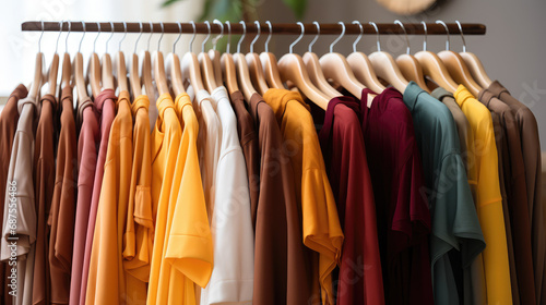 Shelves full of women's clothes at home