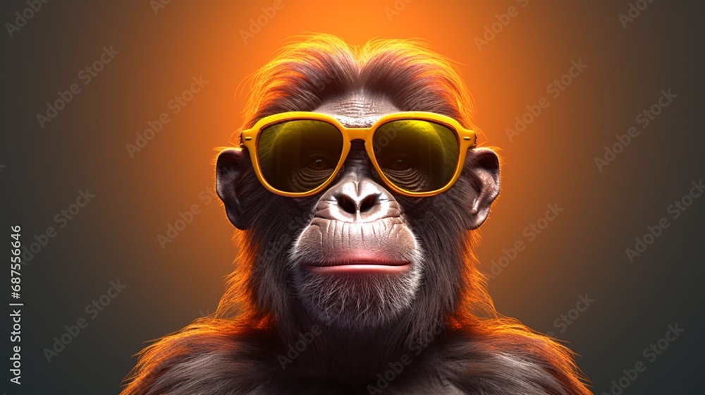 Monkey with sunglasses.AI generated illustration.Generative AI