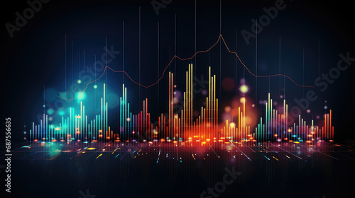 A data bar graph, business technology background material