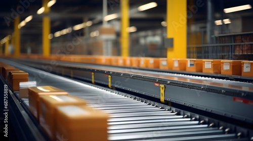 Conveyor belt systems seamlessly transporting goods photo