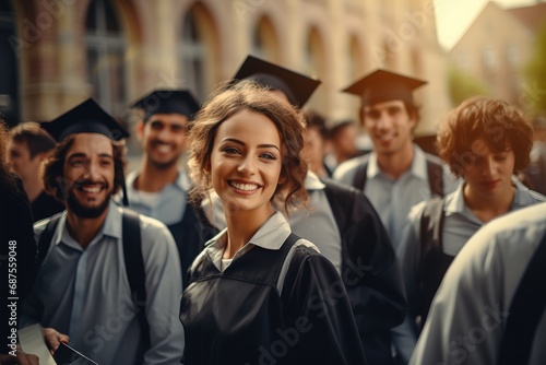 Female student smiling university graduate end of the year
