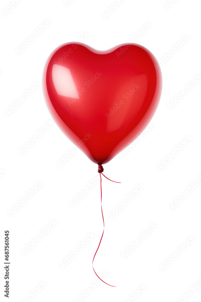 A red heart shaped air balloon, Valentine's Day, isolated or white background A red heart shaped air balloon, Valentine's Day, isolated or white background