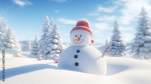 Frosty Serenity: Snowman in an Empty Snow Field © 유지 손