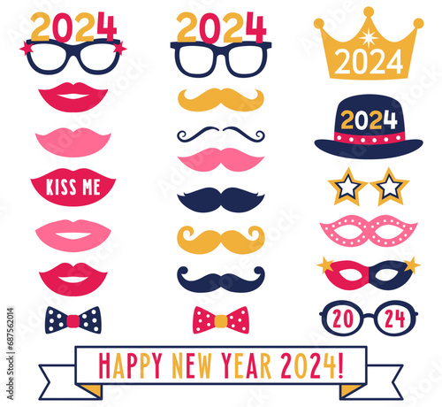 New Year 2024 vector party set