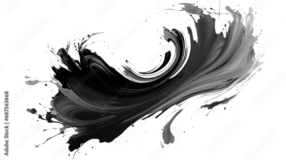 Black Paint brush strokes isolated on a transparent background