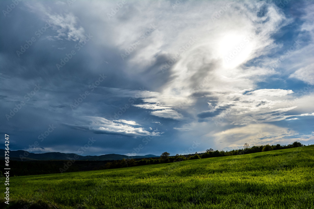 clouds over the field