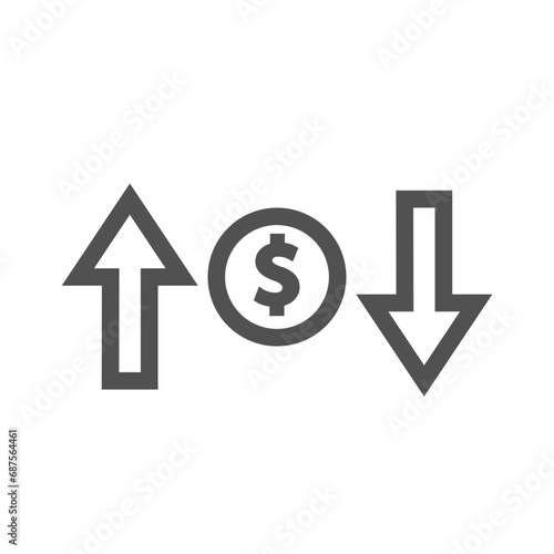 arrow up and down dollar icon