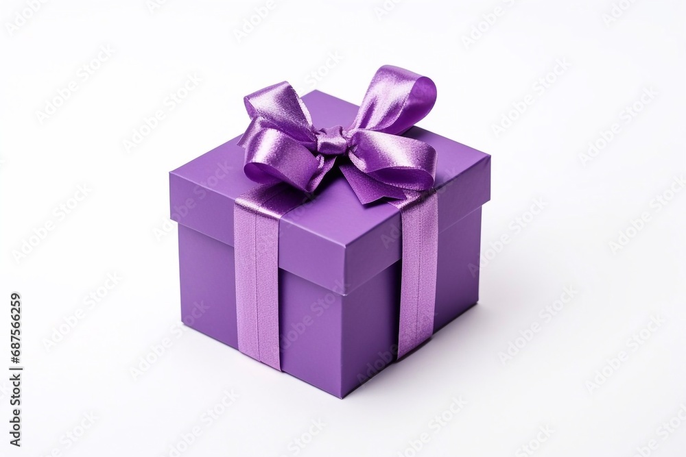 Obraz premium purple present box isolated on white