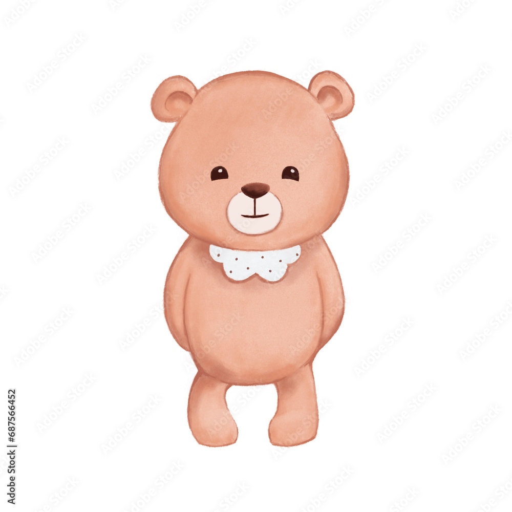 Teddy bear toy. Kind bear. Character for children. Character for a postcard. Cartoon illustration isolated on white background Teddy bear toy. Kind bear. Character for children. Character for a postcard. Cartoon illustration isolated on white background