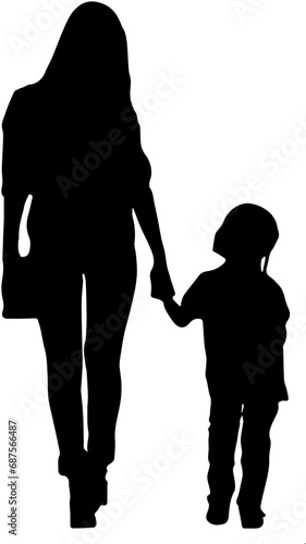 silhouette of mother and child on a transparent background