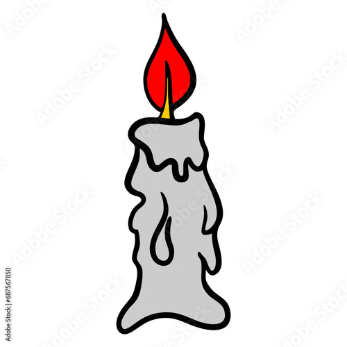 burning candle isolated on white background