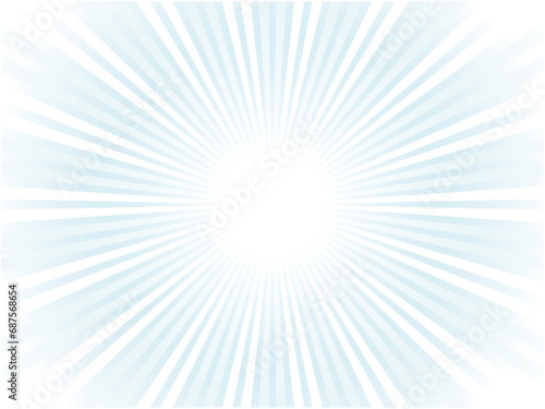  うっすらと太陽光線が放射するイメージの集中線背景_水色