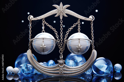 Libra sign jewelry with pearls. Zodiac signs.