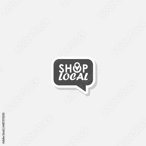 Shop local icon sticker isolated on gray background