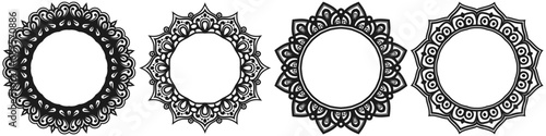 mandala circle elements set, wedding round frame design, art circle border design.