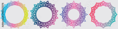 Ornamental art circle set. art border design. round art frame elements.
