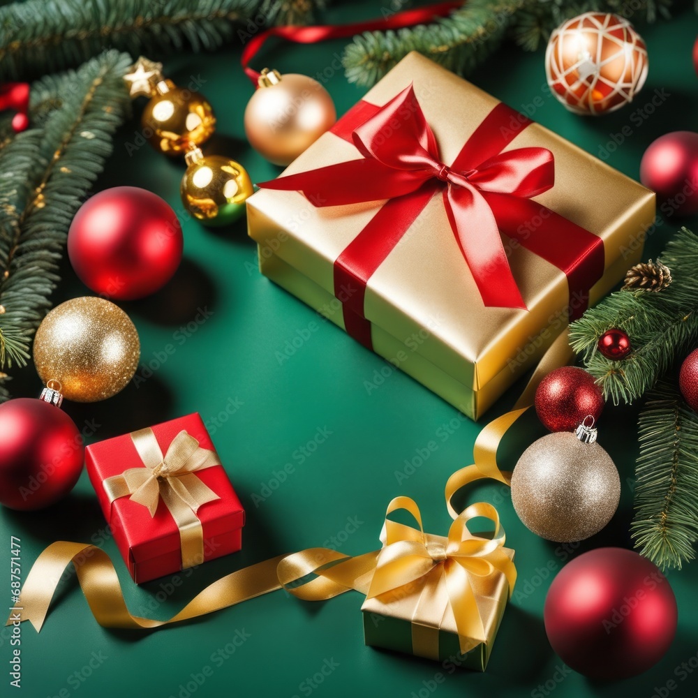 Red gift box with golden ribbons on holiday background with twinkle bokeh light. Red gift box with golden ribbons on holiday background with twinkle bokeh light.