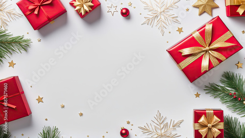 A group of christmas presents on a white background
