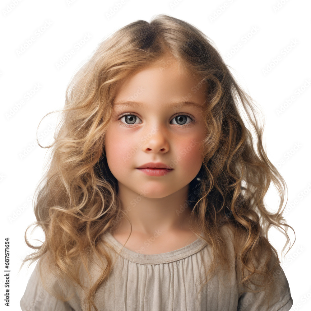 Portrait of little girl isolated on transparent background. Cute child looking at camera Portrait of little girl isolated on transparent background. Cute child looking at camera