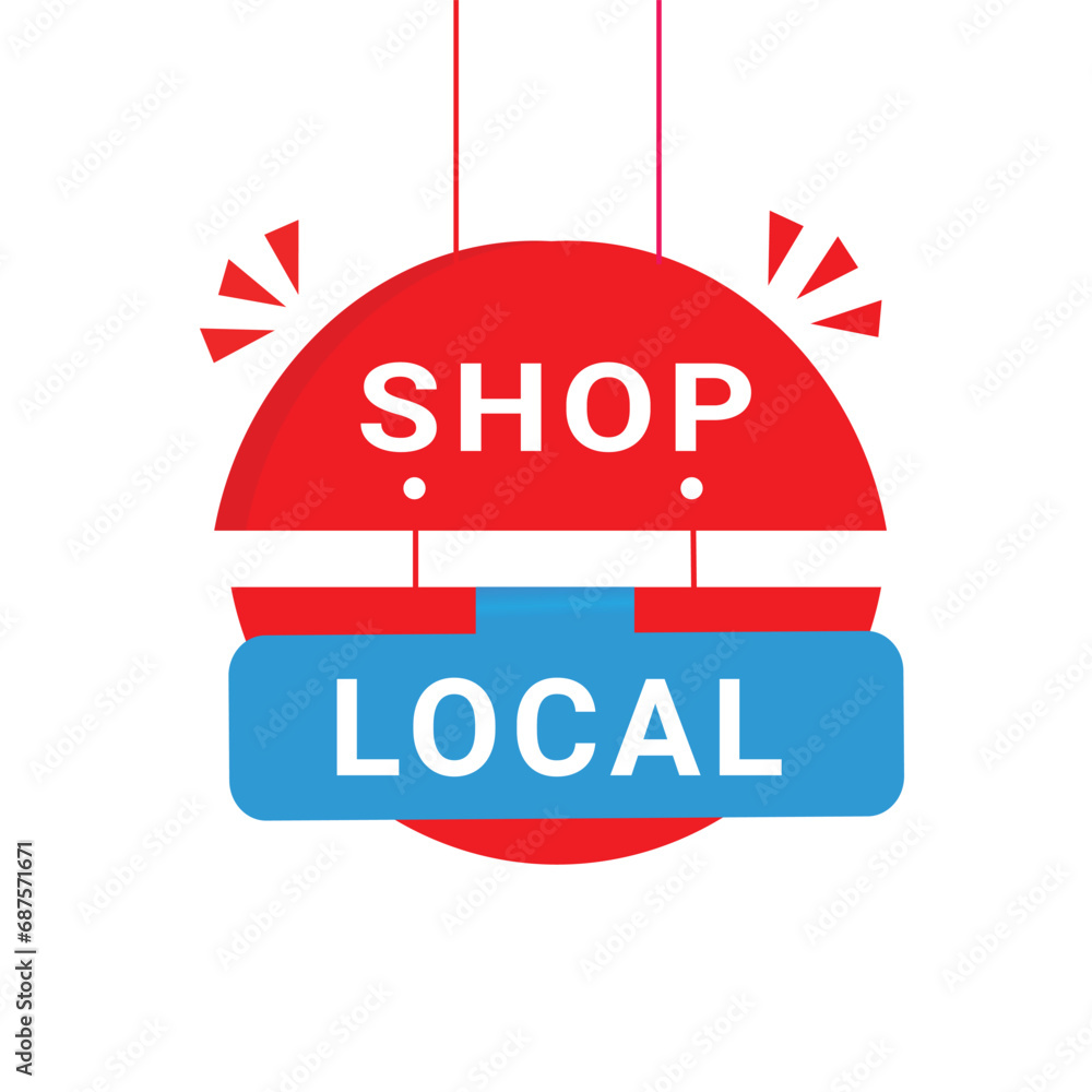 Shop local hanging banner. Shop small business label icon. Vector design template on white background. - obrazy, fototapety, plakaty 