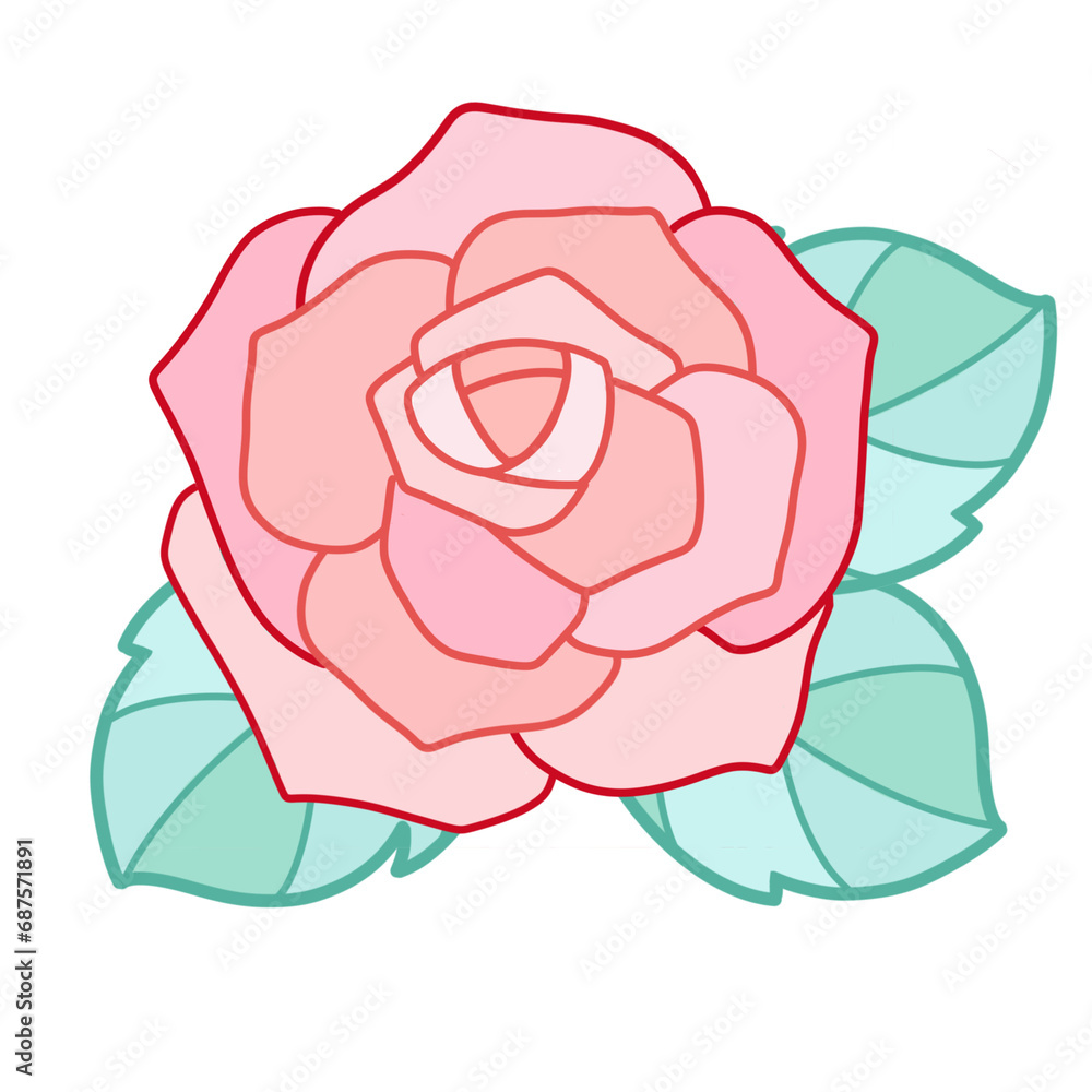 hand drawn rose, pink rose, valentine hand drawn rose, pink rose, valentine