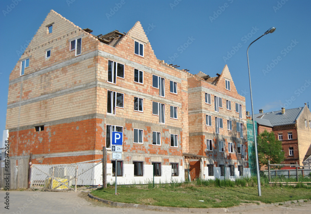 Apartment building under construction in Tukums, Latvia