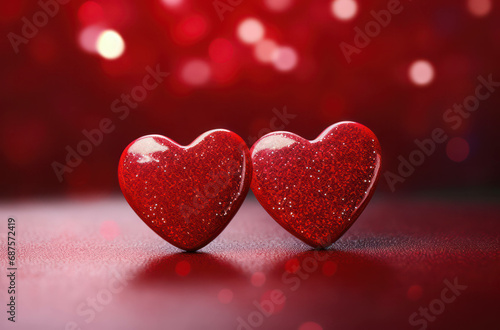 Romance celebration bokeh background romantic love shape background decor valentine heart red