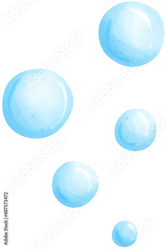 Cute water bubble under the sea watercolor illustration