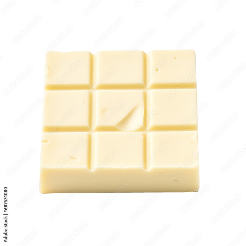 White chocolate isolated on a white transparent background