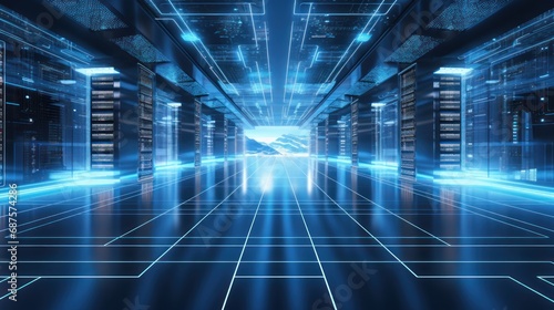 Wallpaper Mural Futuristic Data Center Visualization Torontodigital.ca