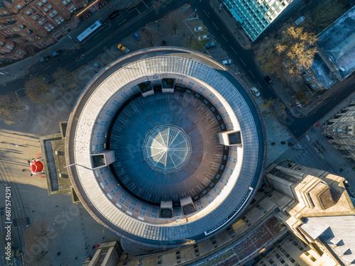 Directly above Central Library, Manchester, England 