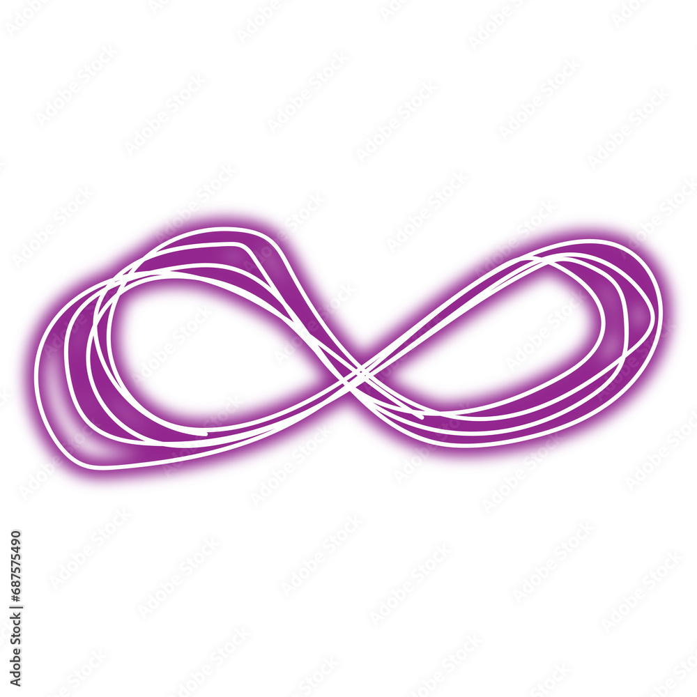 Neon purple hand drawn infinity symbol on transparent background Neon purple hand drawn infinity symbol on transparent background