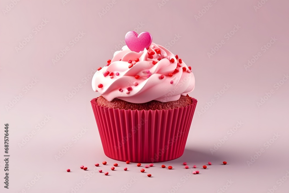 Cupcake for Valentine Day on background. Cupcake for Valentine Day on background.