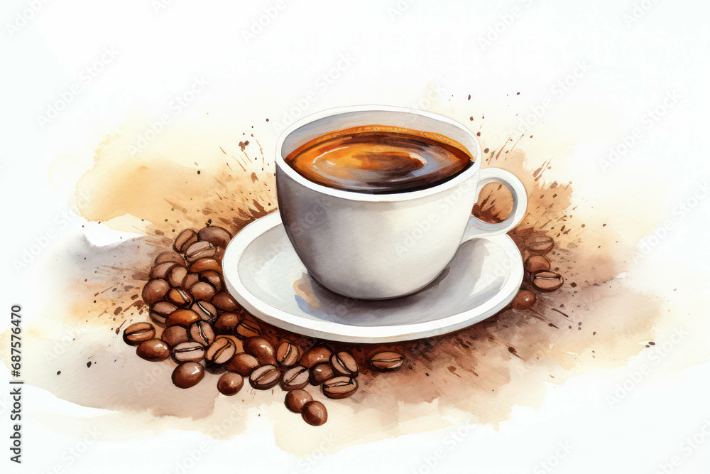 Caffeine beans drink beverage espresso coffee cup brown breakfast black cafe background aroma