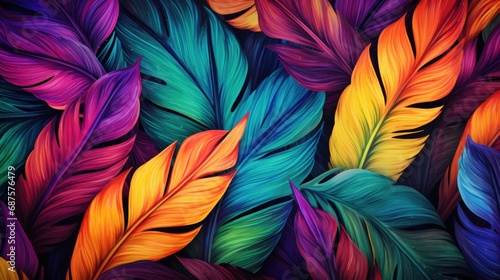 Modern colorful tropical leaves pattern.