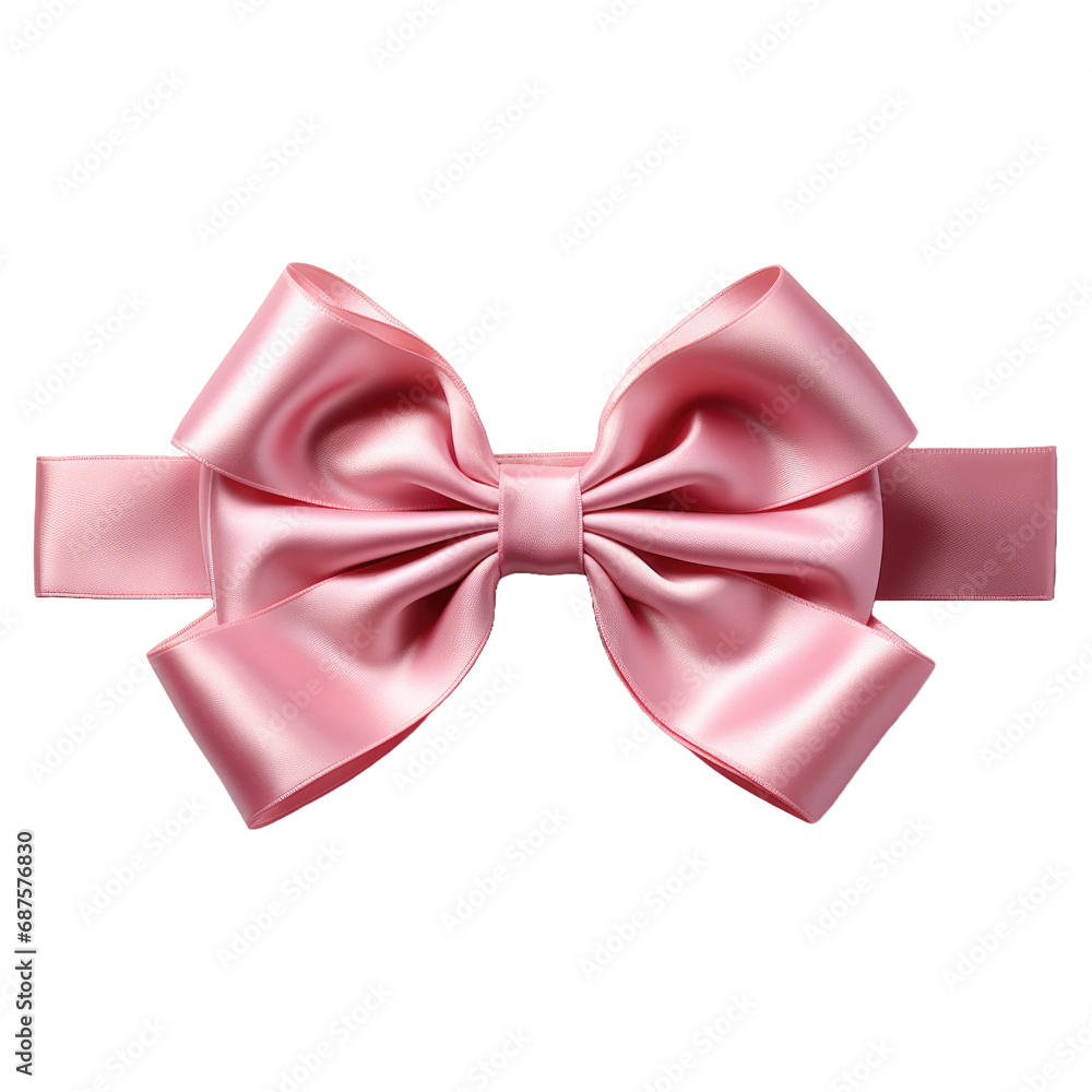 pink ribbons tied in a bow on white background  professional photography
