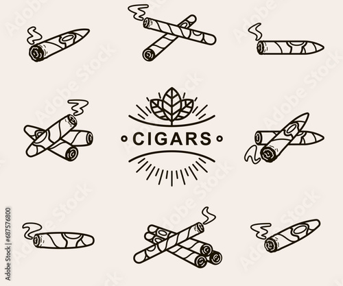 Cigars set. Collection icon cigars. Vector