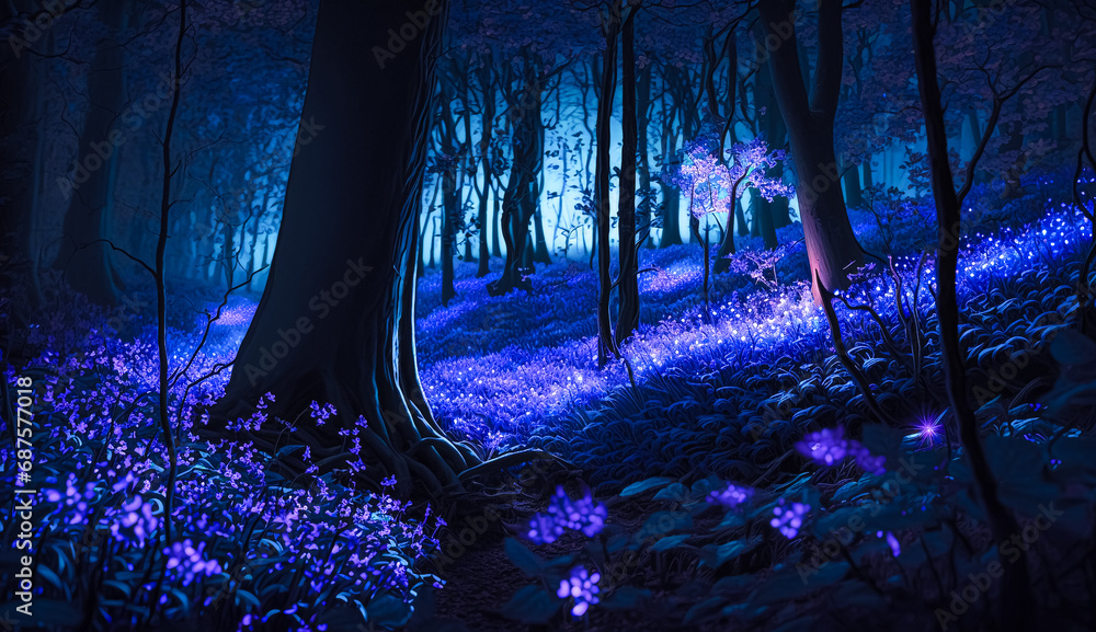 Fototapeta premium Magic forest in purple