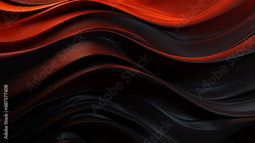 an abstract visual experience characterized by intersecting waves of onyx black and fiery orange, enticing the viewer into an enigmatic world of shapes and shadows.