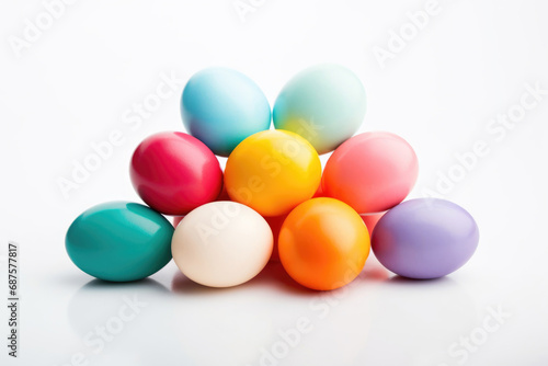 Colorful Easter eggs on white background