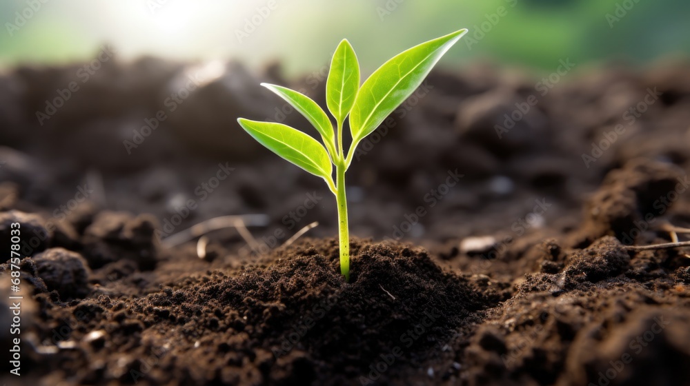 Plant growth in spring season with sunlight Plant growth in spring season with sunlight