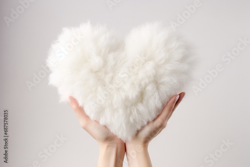 fluffy heart-shaped cloud in hands
