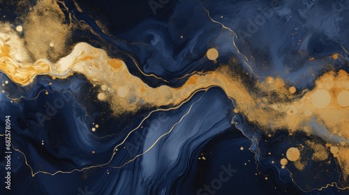 Texture of blue and gold marble illustration pattern © tonstock
